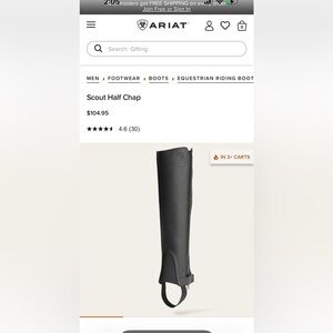 Ariat Black Equestrian Half Chap